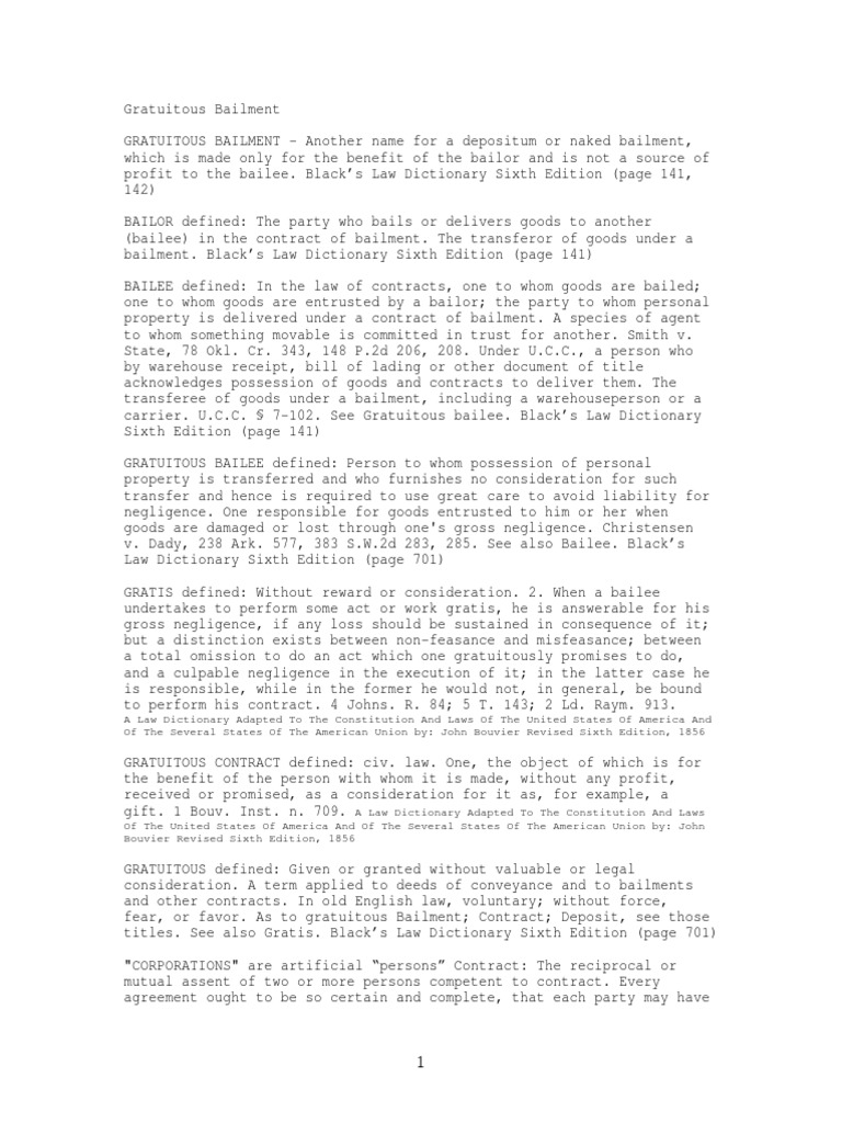 Difference Between Gratuitous And Non Gratuitous Bailment Pdf