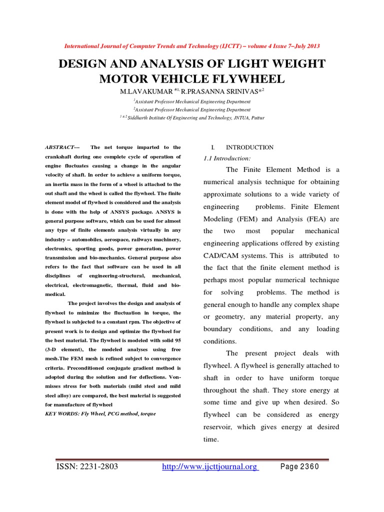 Design And Dynamic Analysis Of Flywheel – BVBKM