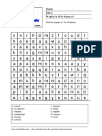 Name Date: Prophets Wordsearch: Find The Names of The Prophets
