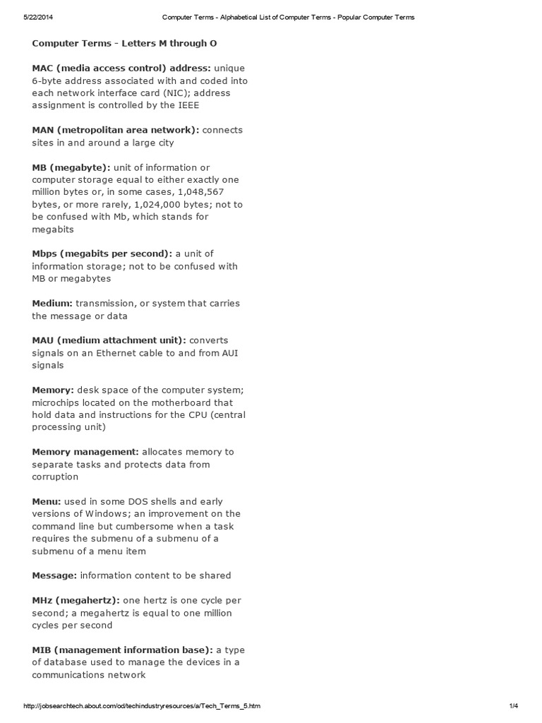 Computer Terms - Alphabetical List of Computer Terms - Popular Computer ...