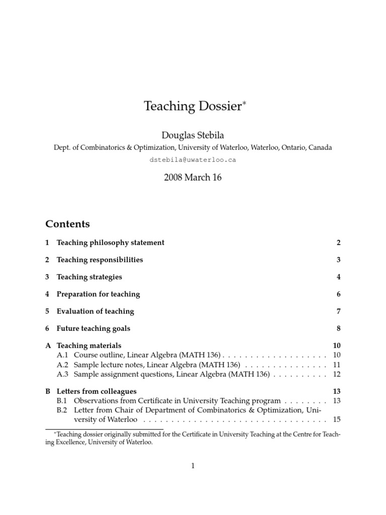 Teaching dossier word template picture