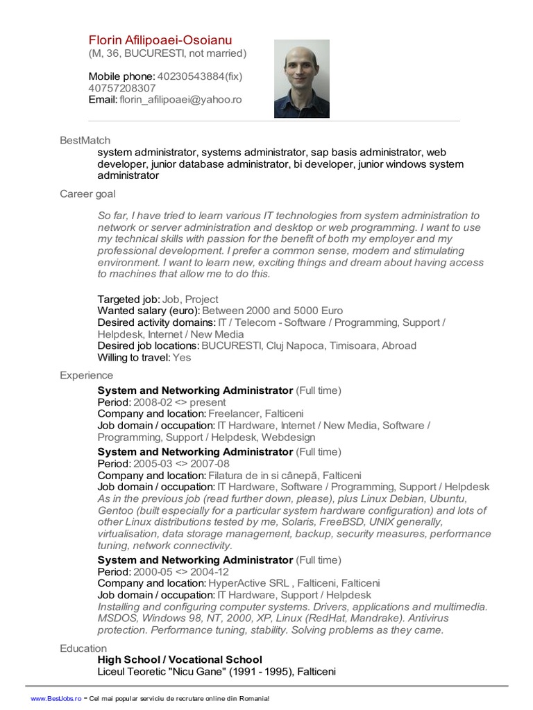 Curriculum vitae examples pdf image