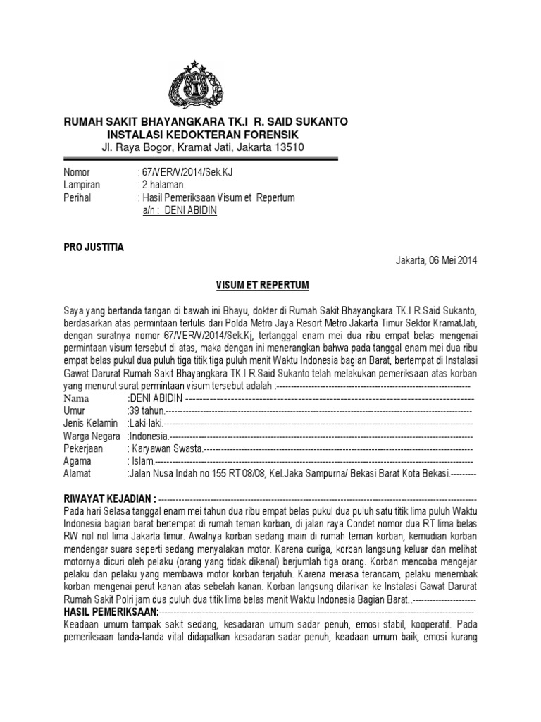 Contoh Surat Visum Rumah Sakit Nusagates