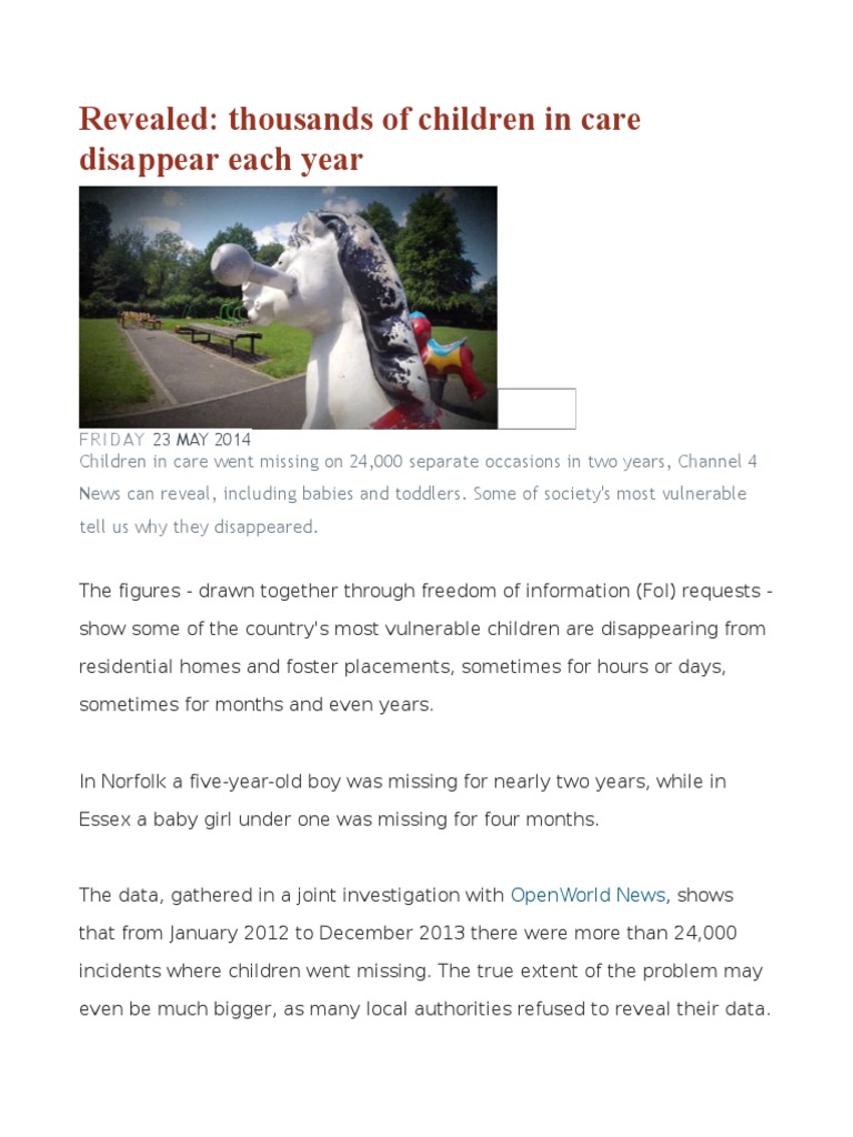 Missing Children in Care: Alarming Stats | PDF