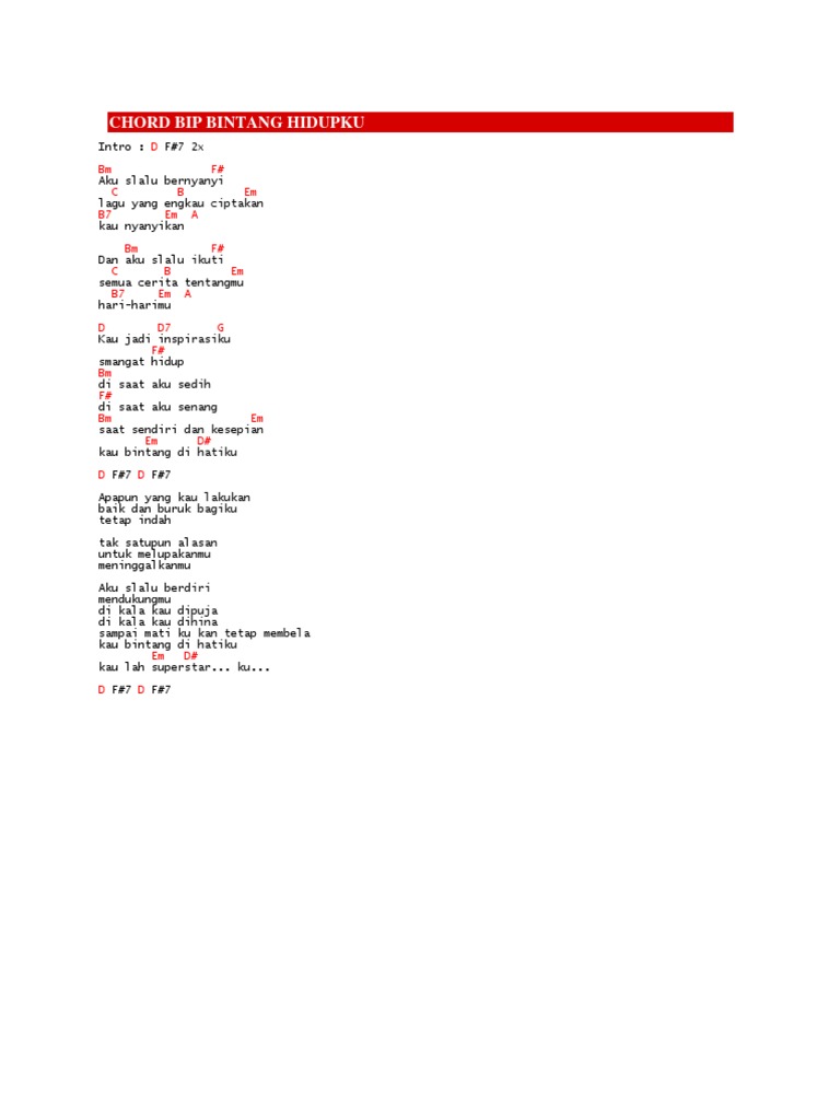 Chord Bip Bintang Hidupku Pdf