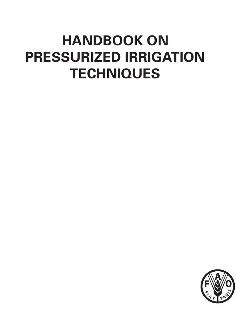 Handbook On Pressurized Irrigation Techniques PDF Irrigation Pipe
