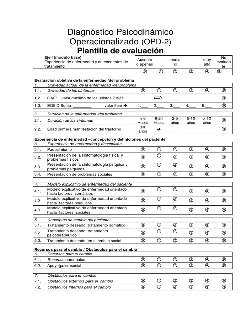 Diagnóstico Psicodinámico OPD-2 | PDF | Manual Diagnóstico y ...