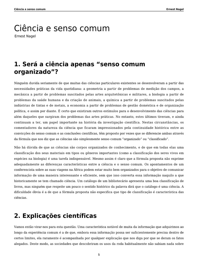 Ciencia e Senso Comum PDF | PDF | Experimento | Science