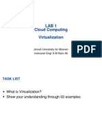 Lab 1 Cloud Computing Virtualization: Jinnah University For Women Instructor Engr S M Asim Ali