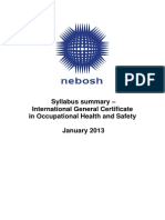 Syllabus Summary - International General Certificate in Occupational Health and Safety January 2013