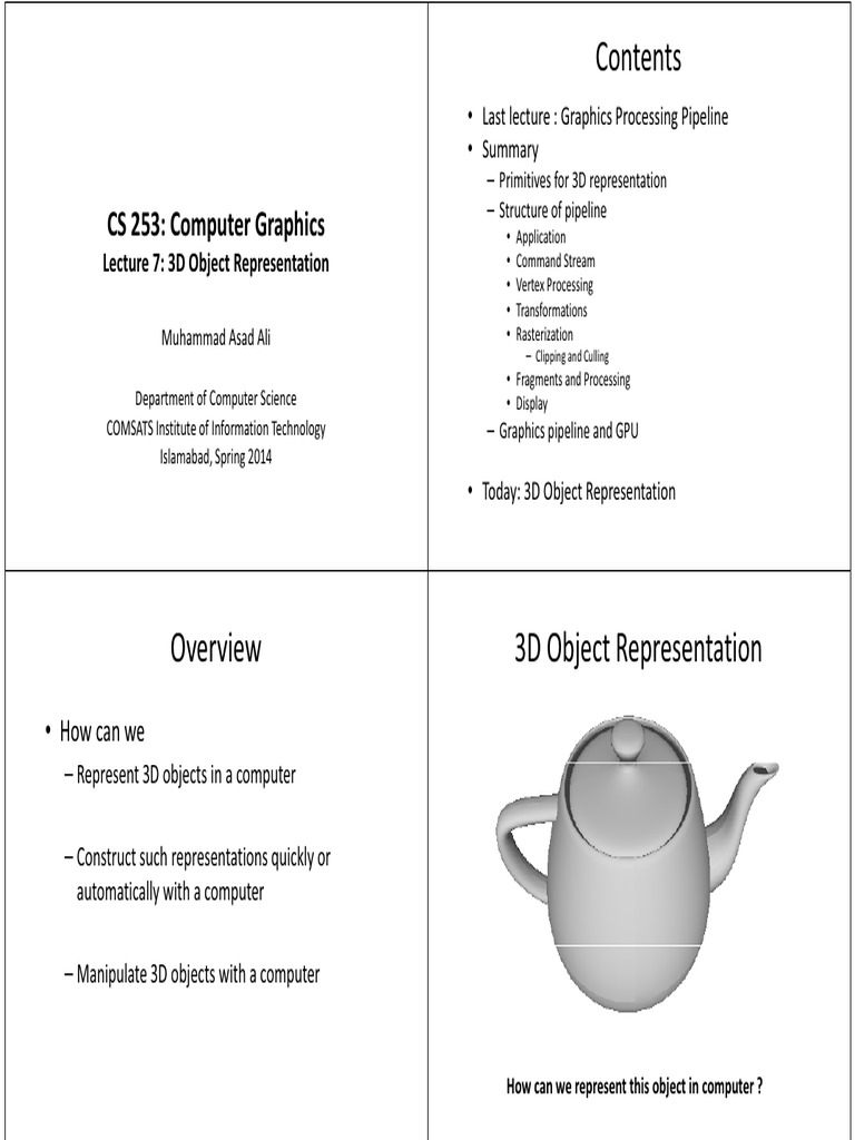 Computer Graphics Lec7 3D Object Representation | Download Free PDF ...