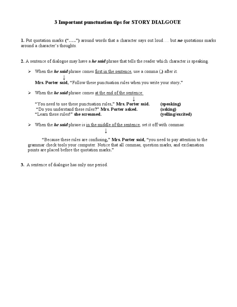Dialogue Punctuation Guidelines | PDF