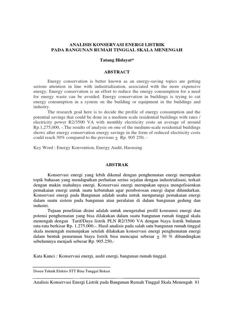 Analisis Konservasi Energi Listrik