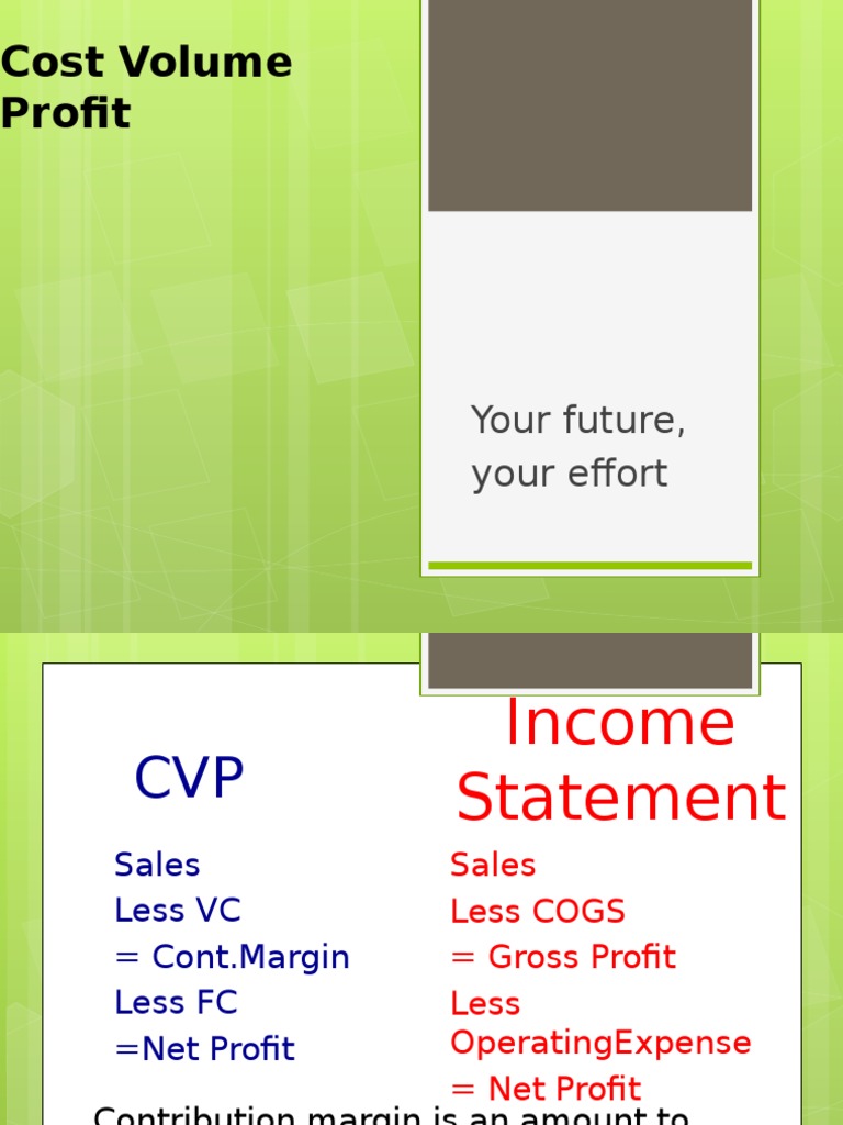 Cost Volume Profit (CVP) Analysis and Break Even Point Analysis | PDF ...