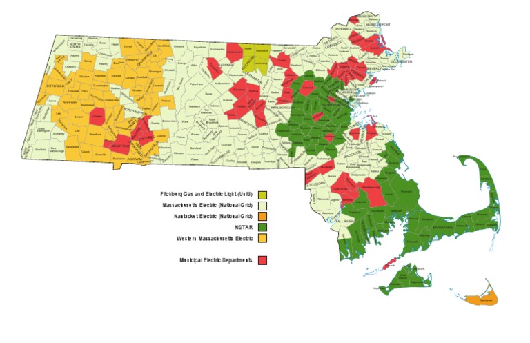 Electric Utility Map of Massachusetts  Business  Nature