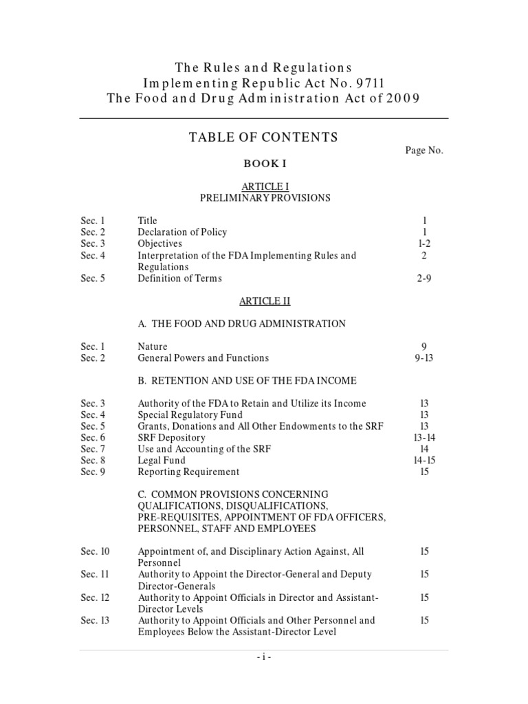 Republic Act No. 9711 The Food and Drug Administration Act of 2009 ...