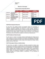 Maestría en Sociología (Cursos Electivos 2013-2)