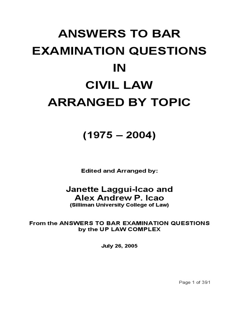 civil law bar exam questions Common Law Will And Testament