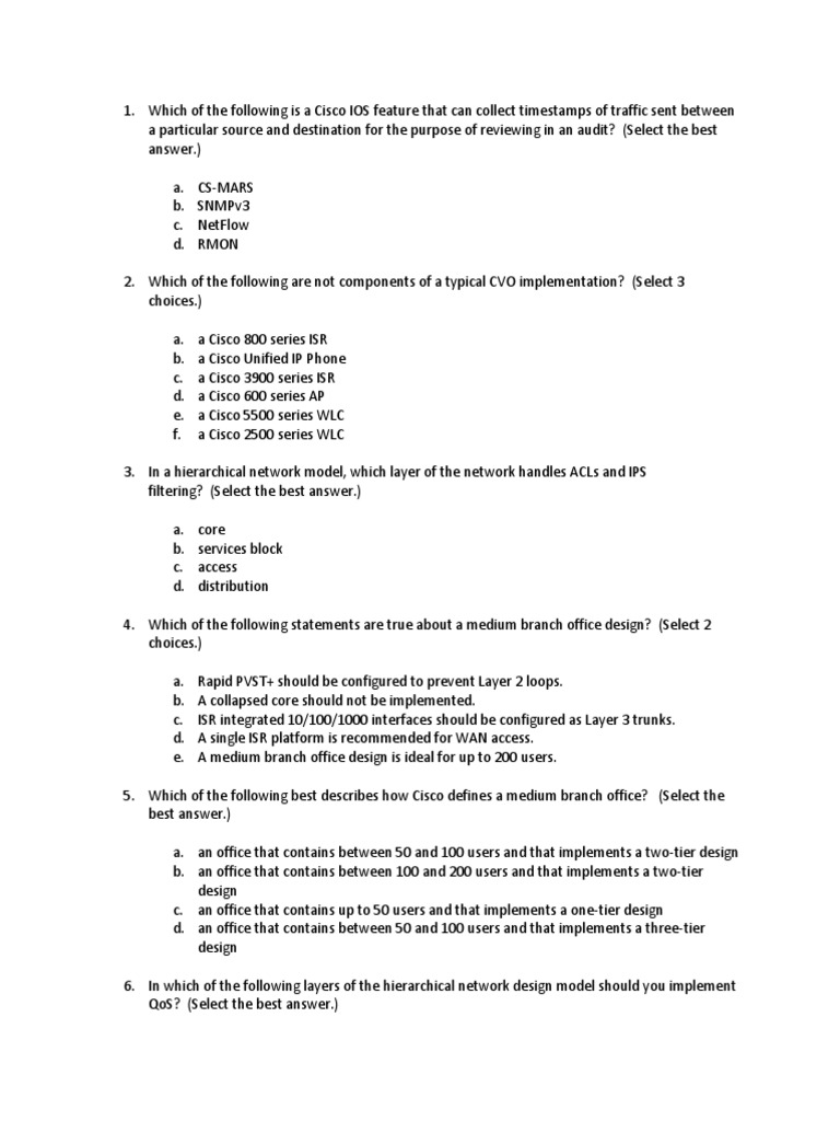 Cisco Networking Exam Questions Guide | PDF | Wireless Lan | Computer ...