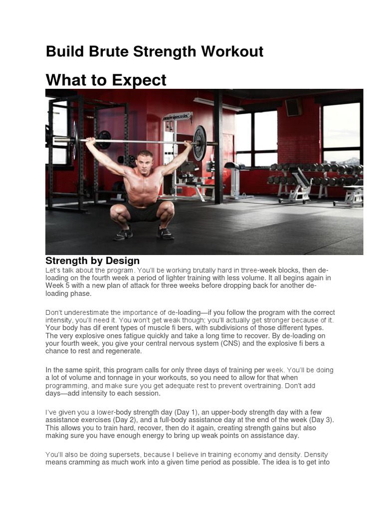Build Brute Strength Workout PDF Physical Exercise Recreation