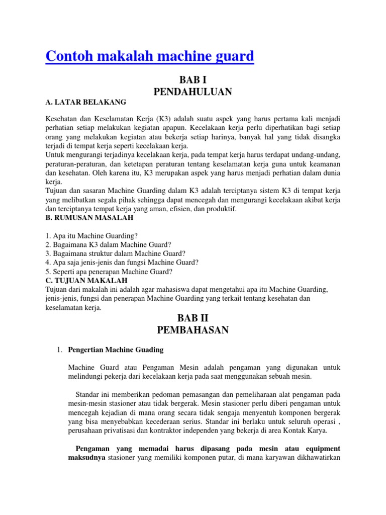 Contoh Makalah Machine Guard