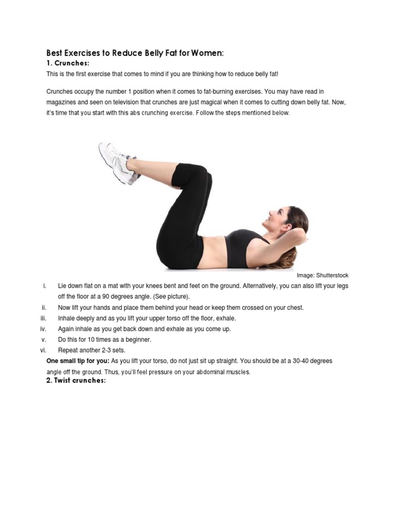 Belly Fat Reduction Exercises for Women | PDF | Self-Improvement