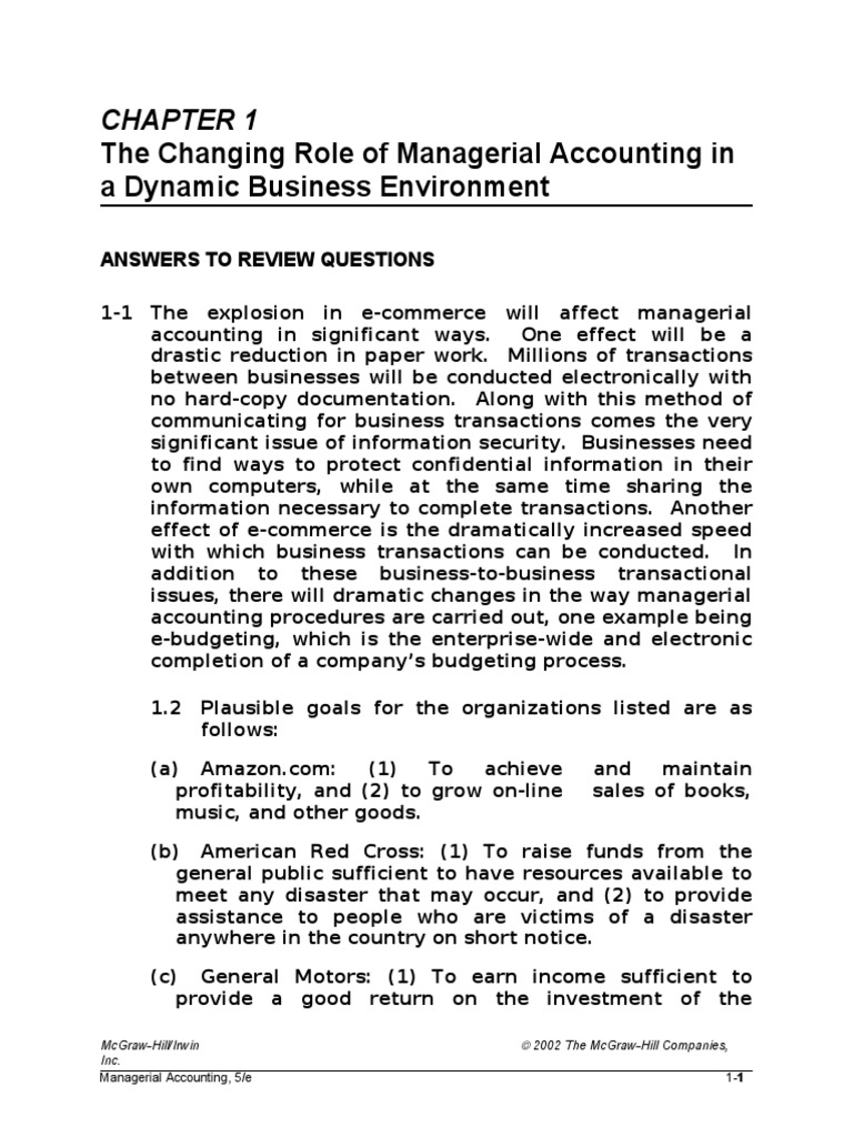 The Changing Role of Managerial Accounting in A Dynamic Business ...