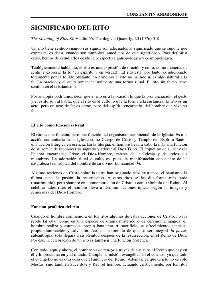 Significado Del Rito | PDF | Cristo (título) | Oración