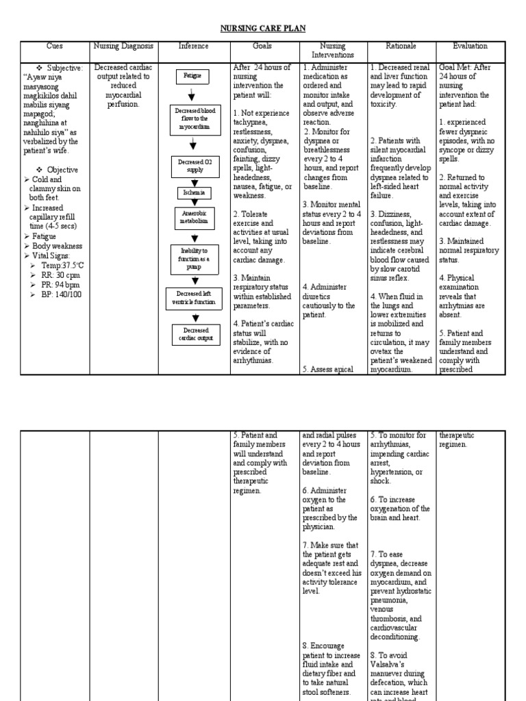 Nursing Care Plan Heart Circulatory System