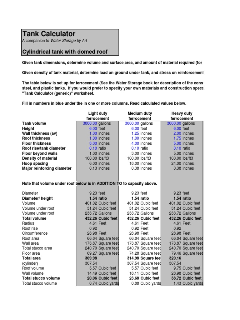 Tank Calculator | PDF | Volume | Gallon