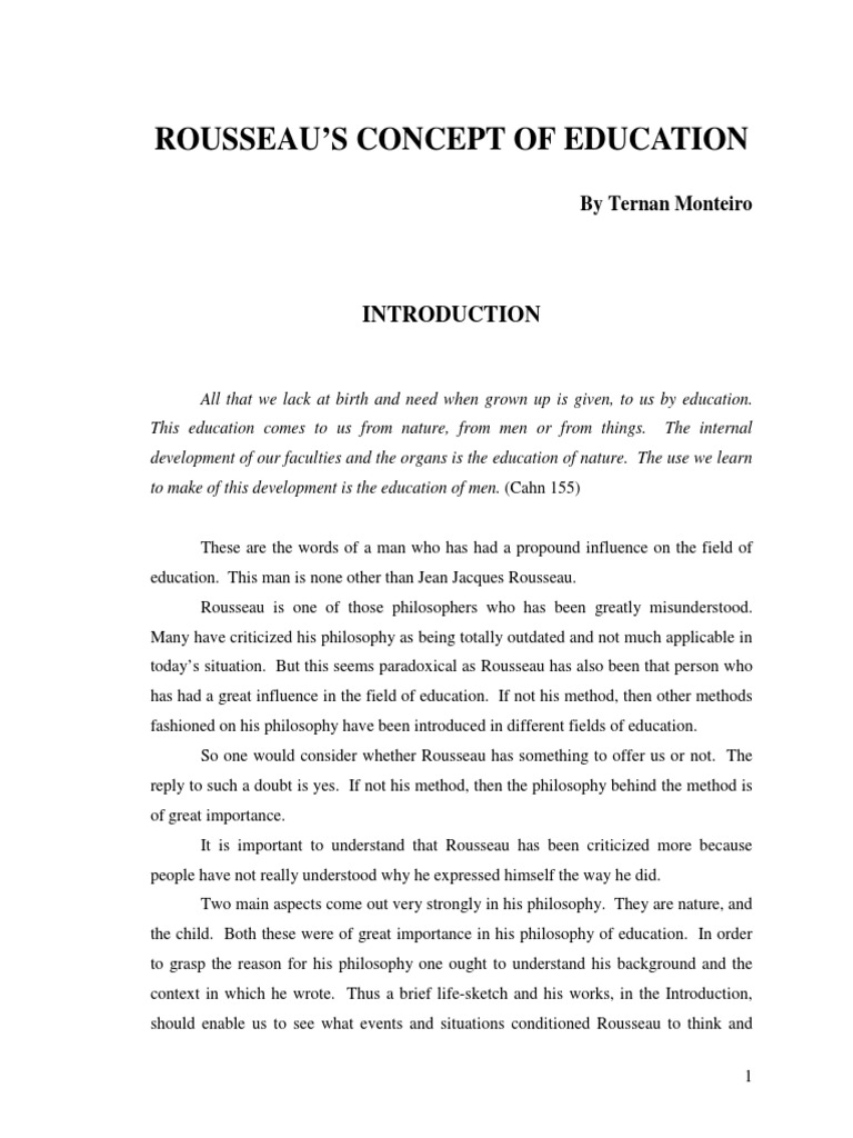 Rousseau's Concept PDF Philosophy Of Education Emile, Or On Education