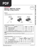 Mpsa42 / Mmbta42 / Pzta42 NPN High Voltage Amplifier: Features