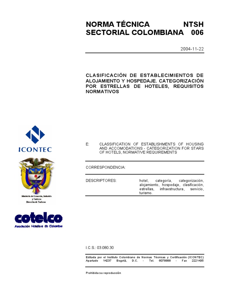 Clasificación NTSH 006 de Alojamiento | PDF | Calidad (comercial ...