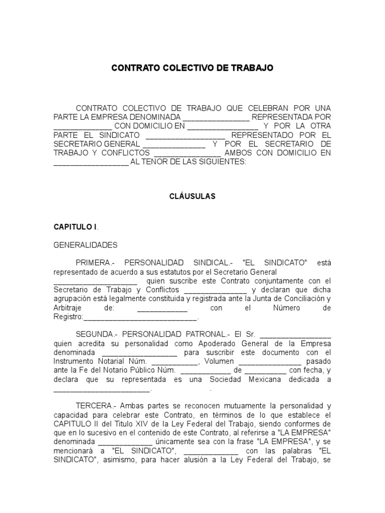 Contrato Colectivo de Trabajo Sindicato Derecho laboral