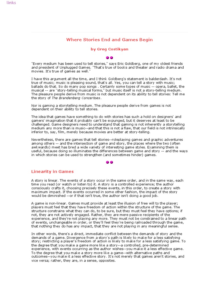 Examining the Intersection of Games and Narratives A Discussion of