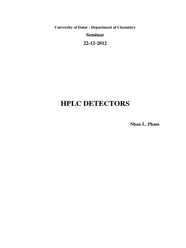 HPLC Detectors PDF High Performance Liquid Chromatography Ultraviolet