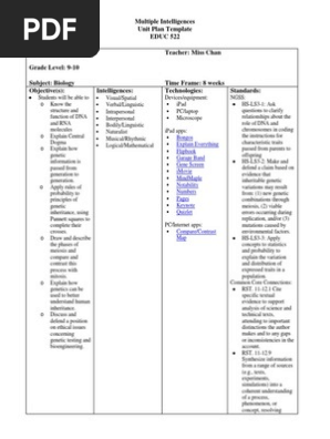 Genetics Unit Plan