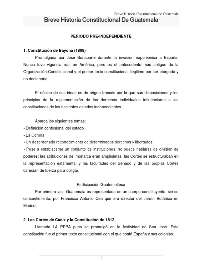 Breve Historia Constitucional de Guatemala | PDF | Constitución | Guatemala