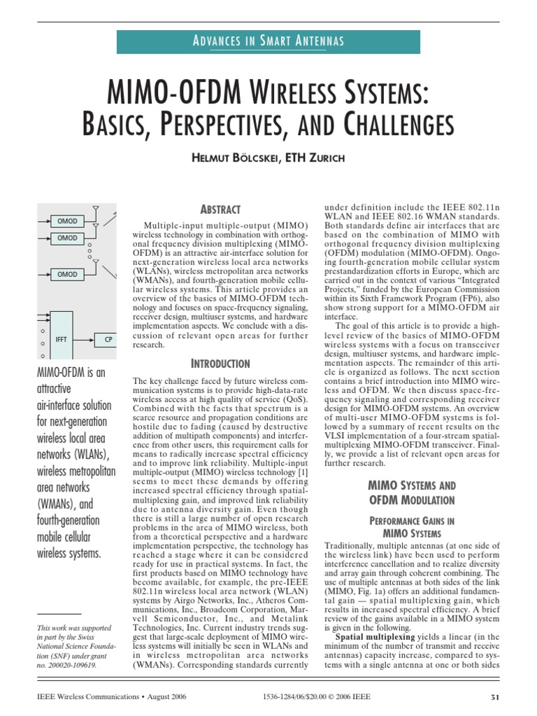 MIMO-OfDM Wireless Systems Basics Perspectives and Challenges | PDF ...