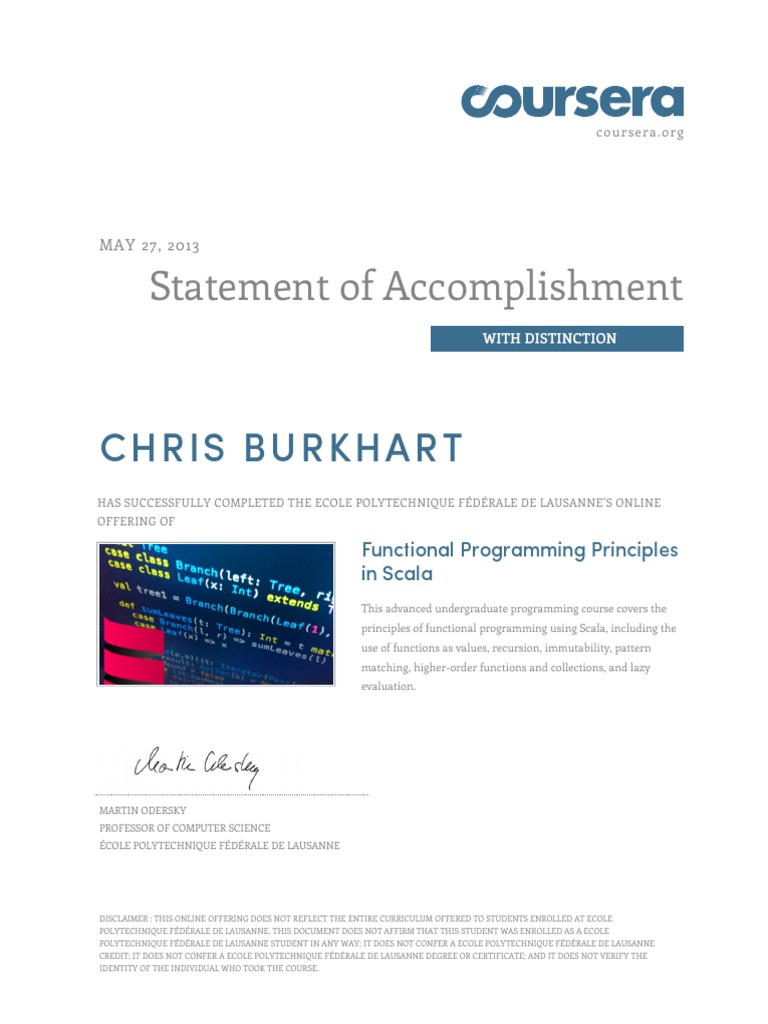 Functional Programming in Scala Certificate | PDF | Technology ...