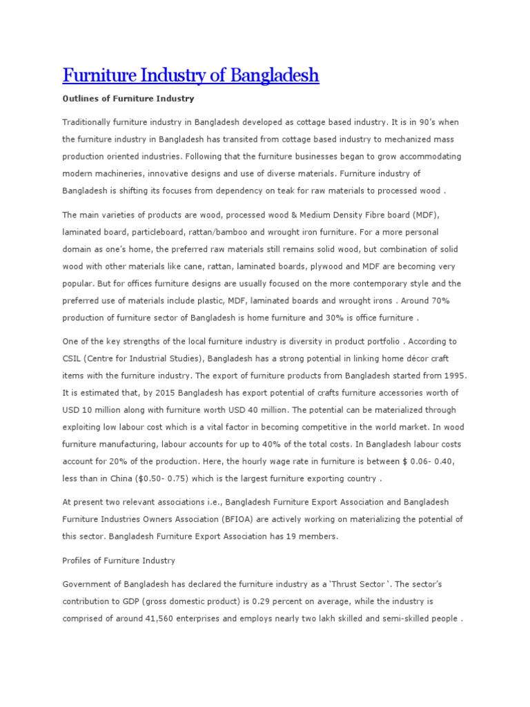 Furniture Industry of Bangladesh PDF Wood Bangladesh