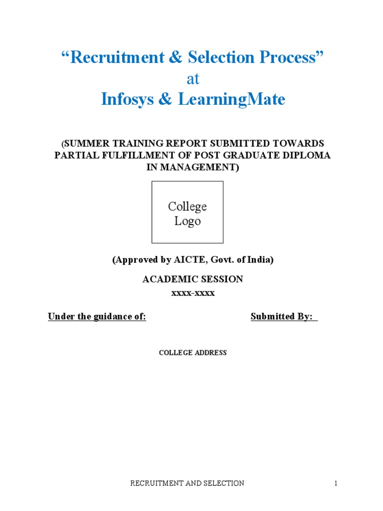 Infosys LearningMate Recruitment Selection Process | PDF | Business ...