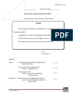 Grade Level Passage Rating Sheet: A Deal A Deal