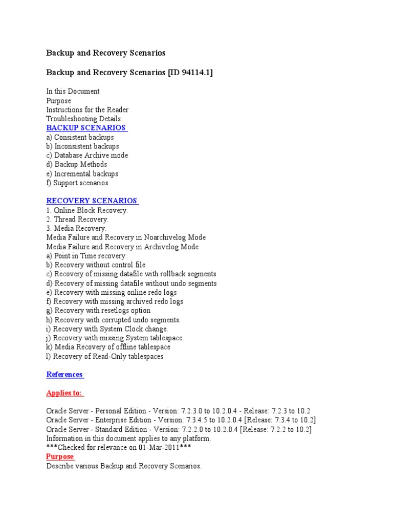 RMAN Backup and Recovery Overview | PDF | Oracle Database | Backup