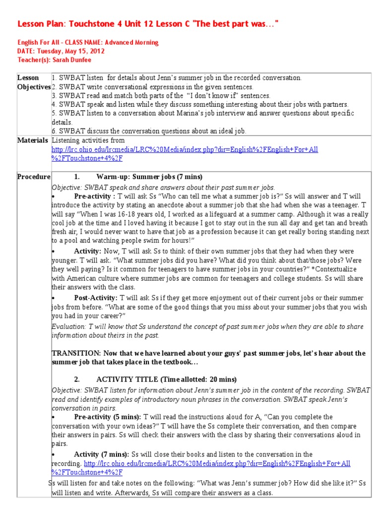 Esl lesson plans pdf image