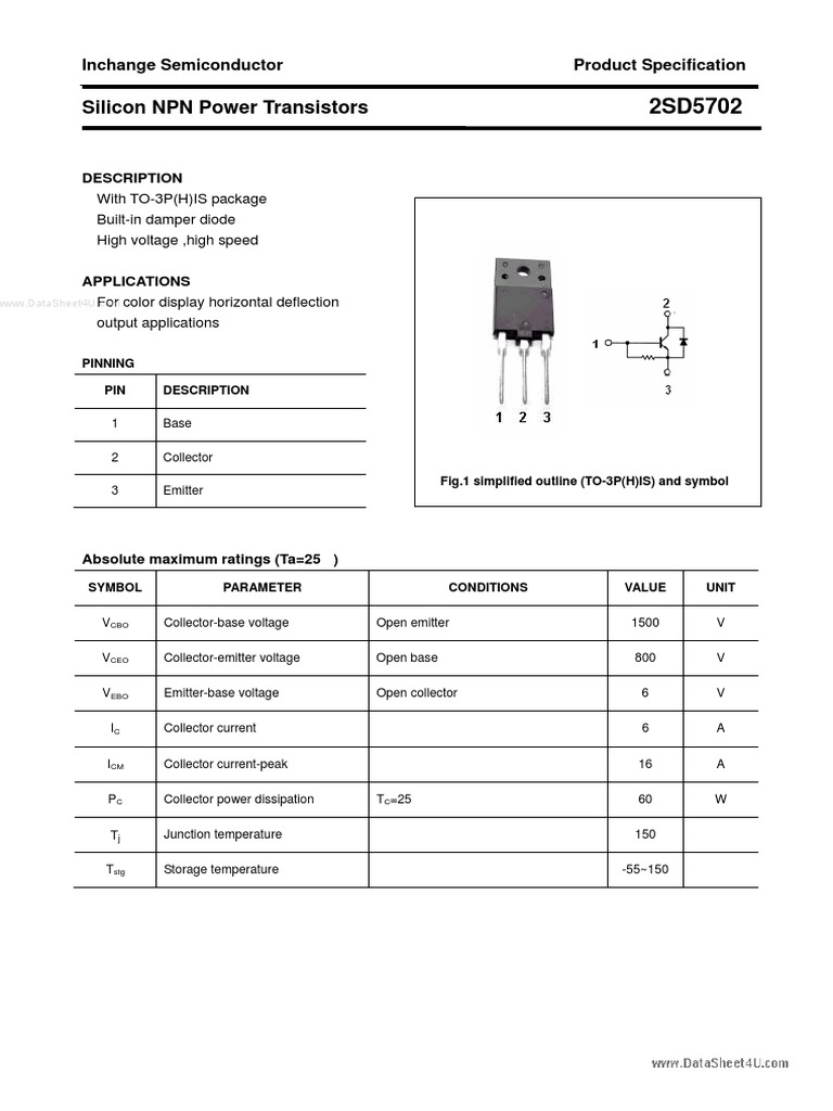 2SD5702 Transistor Specifications | PDF
