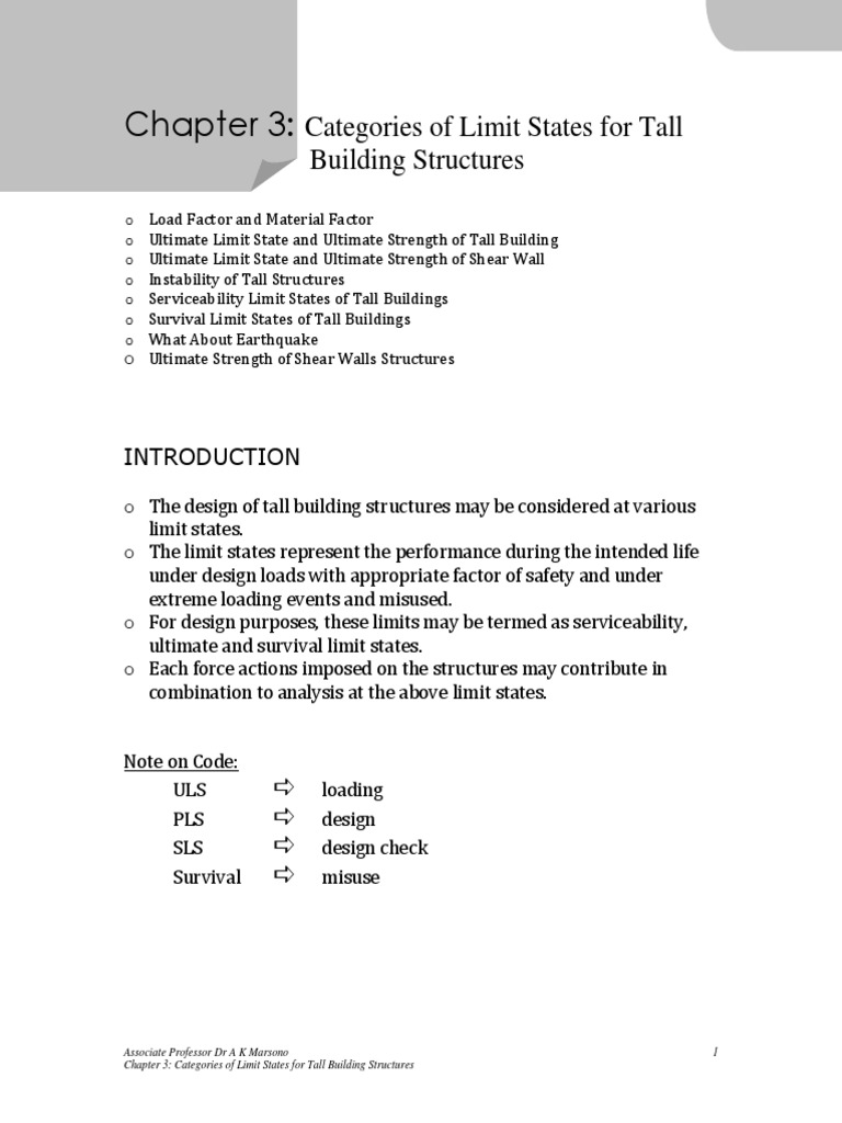 Limit States in Tall Building Design | PDF | Structural Load | Strength ...