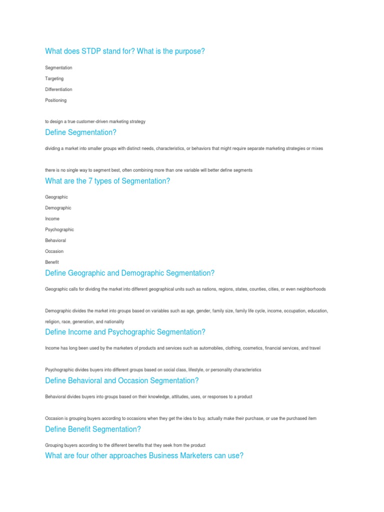 Understanding the STDP Marketing Model | PDF | Market Segmentation ...