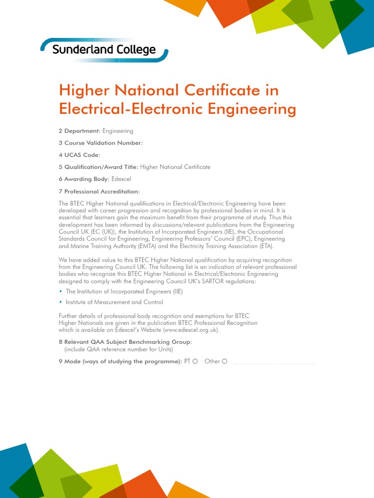 HNC Electrical-Electronic Engineering Guide | PDF | Educational ...