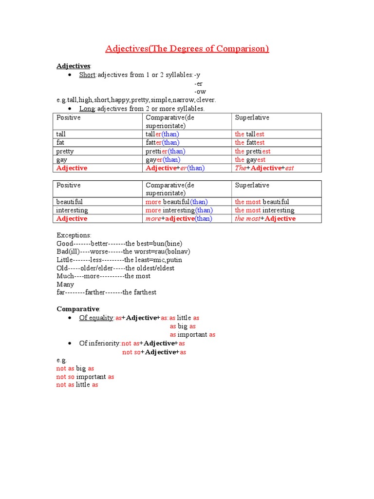 Adjective Comparison Basics | PDF | Language Arts & Discipline